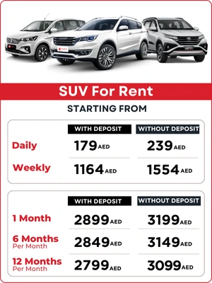 Suv Rental Rate Card