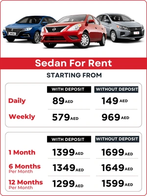 Sedan rental Rate Card